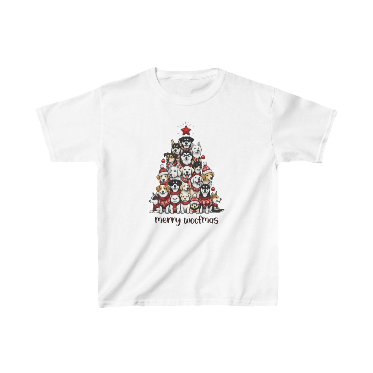 Merry Woofmas Kids Tee - Cute Christmas Dog Design