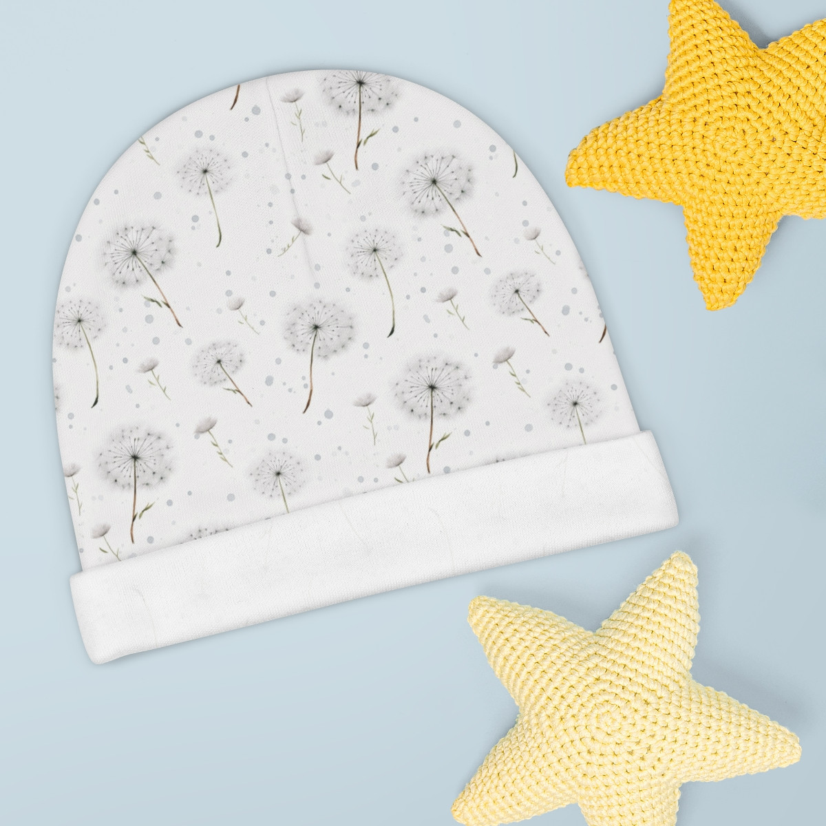 Floral Dandelion Baby Beanie - Cute Infant Hat for Newborns, Perfect Gift for Baby Showers