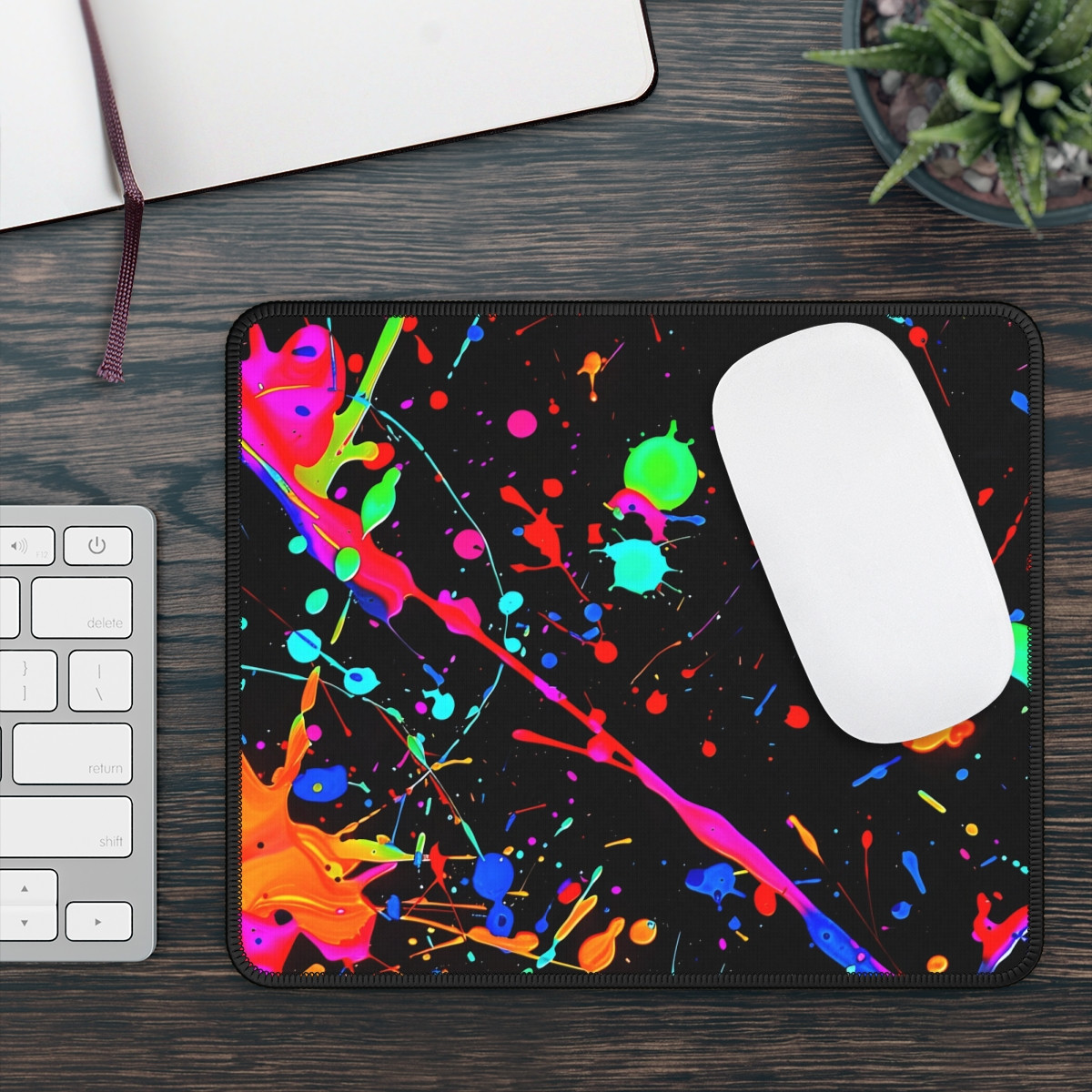 Vibrant Neon Splash Gaming Mouse Pad - Perfect for Gamers and Colorful Workspaces