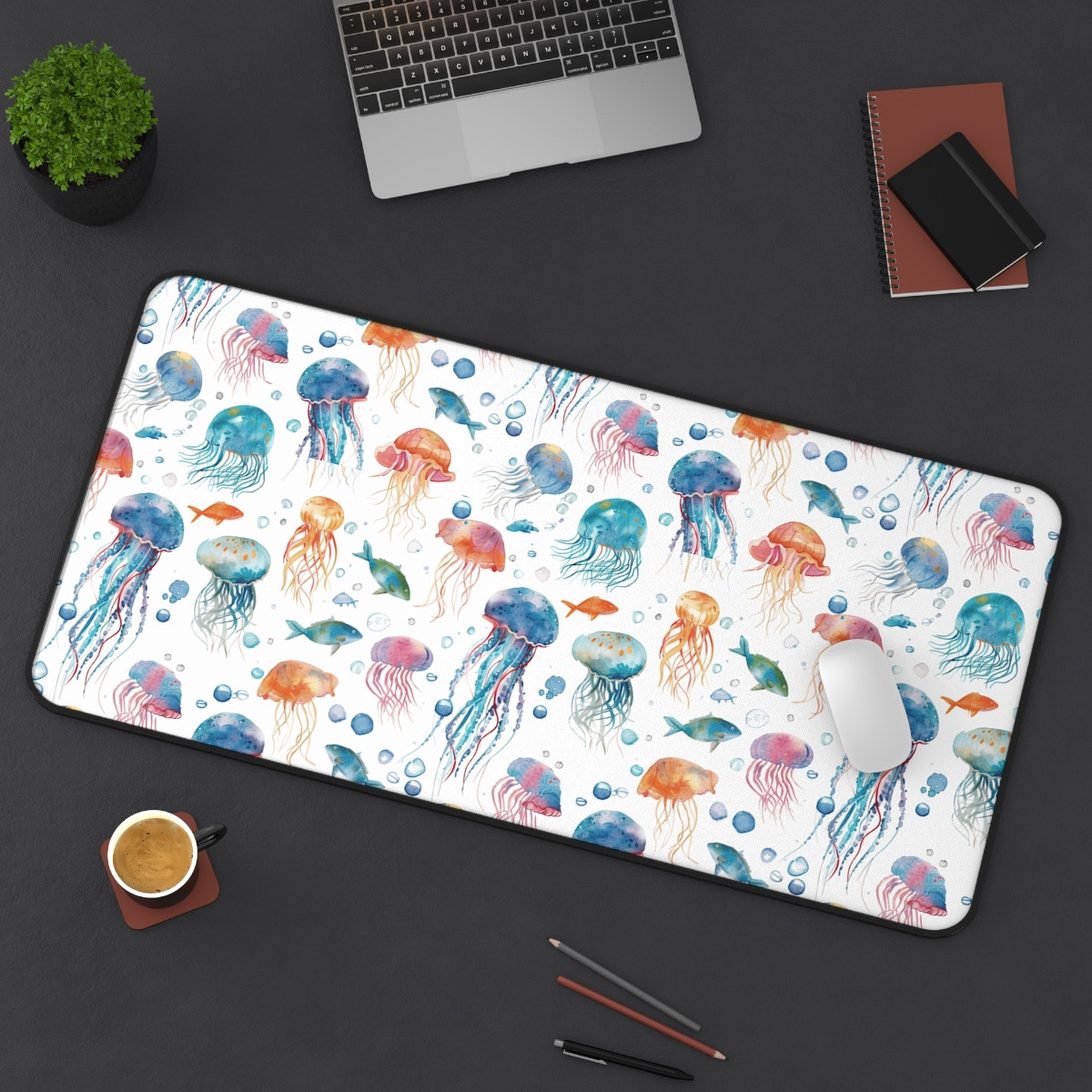 Colorful Jellyfish Desk Mat - Ocean-Inspired Workspace Decor