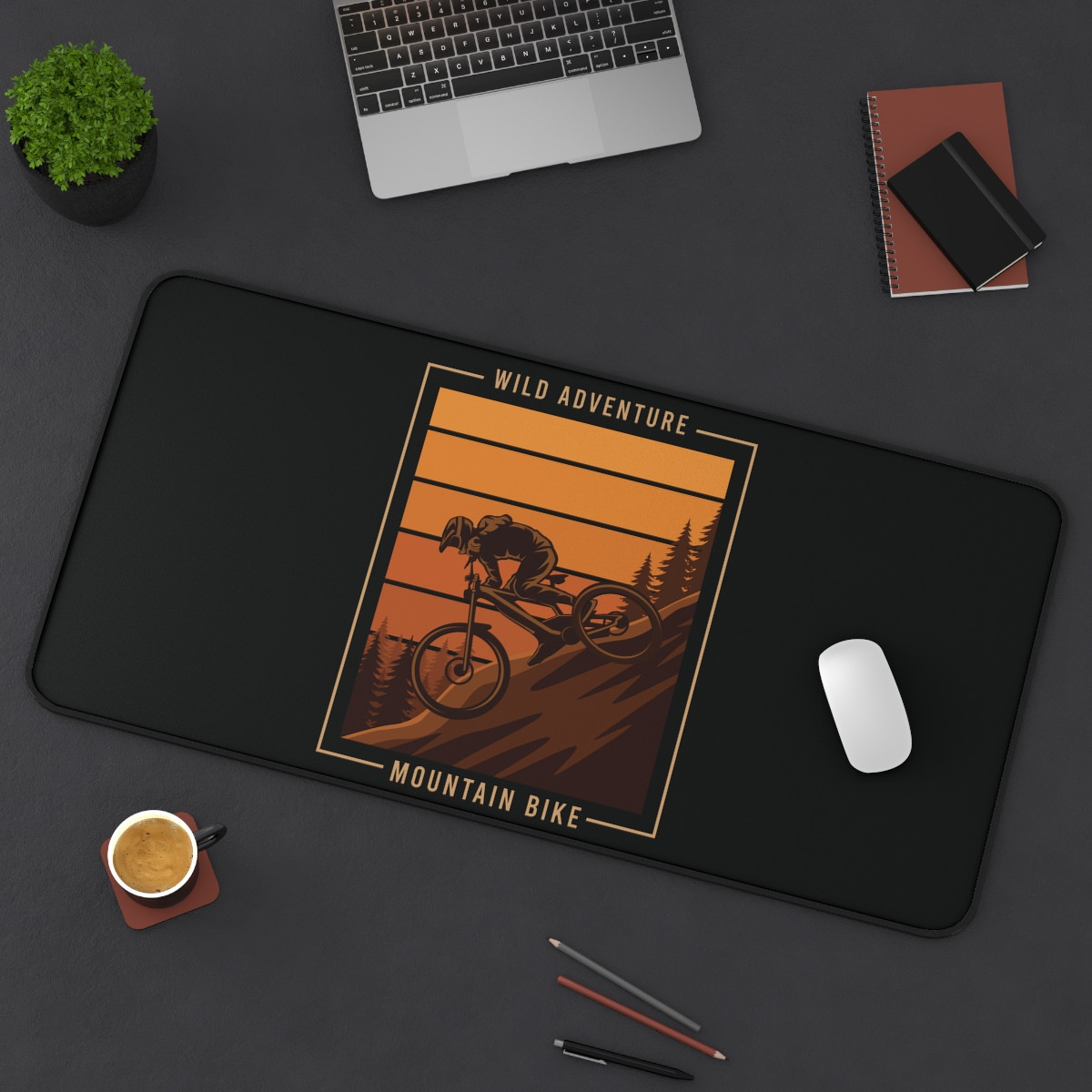 Wild Adventure Mountain Bike Desk Mat - Perfect for Outdoors Enthusiasts