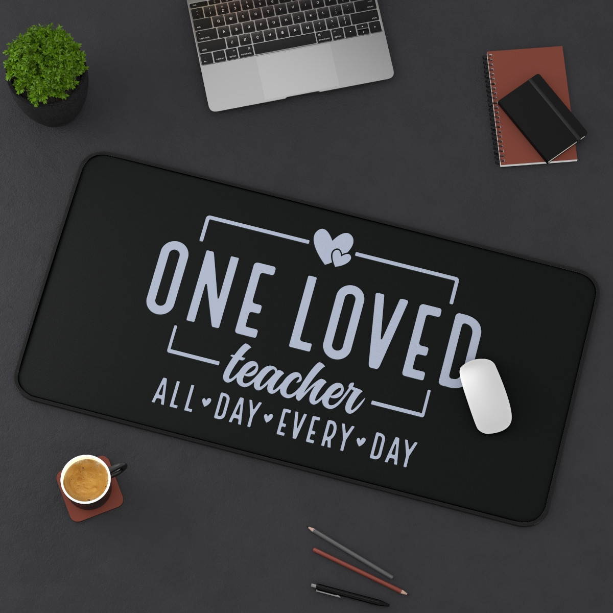 Personalized Teacher Desk Mat - 'One Loved Teacher' Design for Classroom Styling