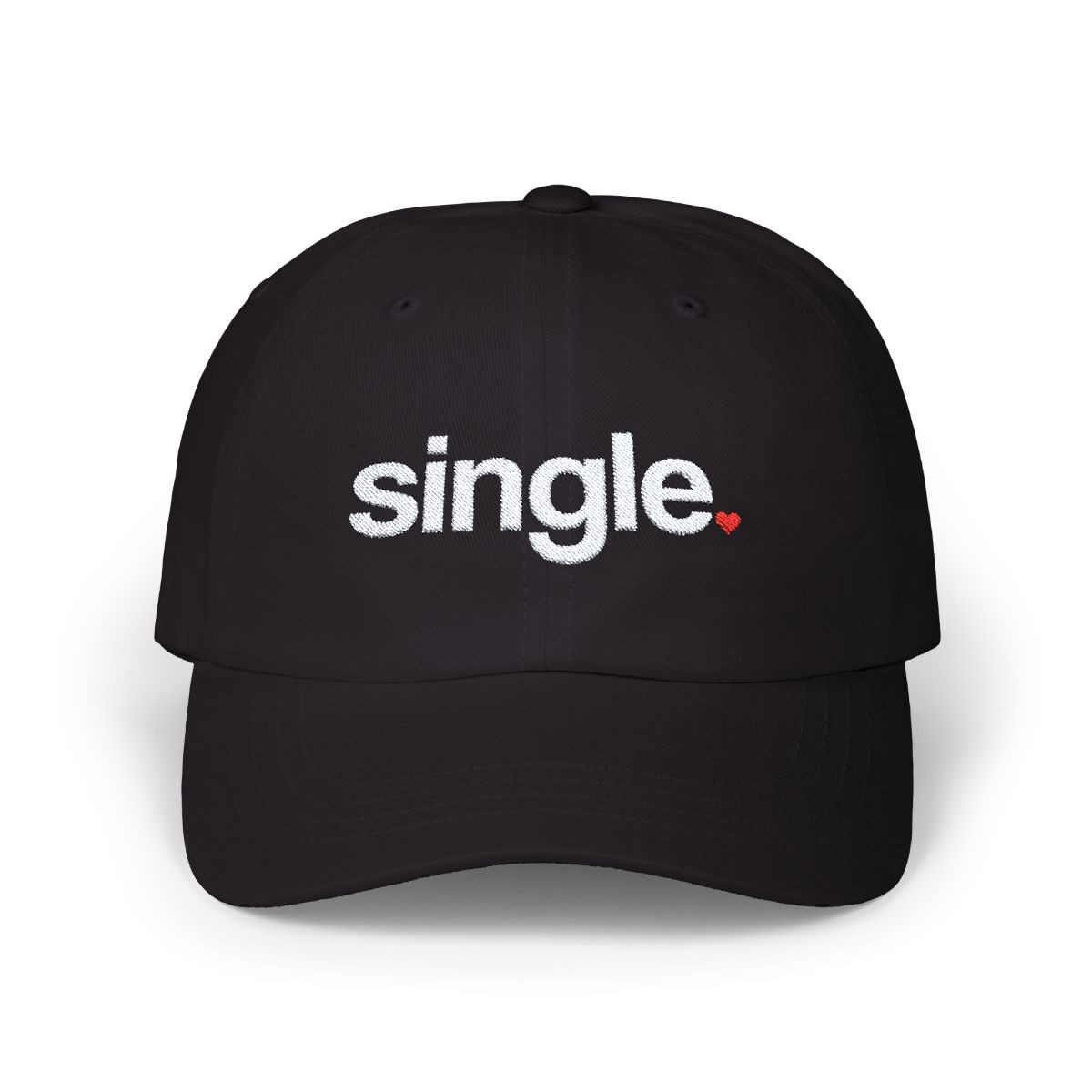  'SINGLE' Embroidered Classic Dad Cap - Trendy White Baseball Hat for Casual Wear