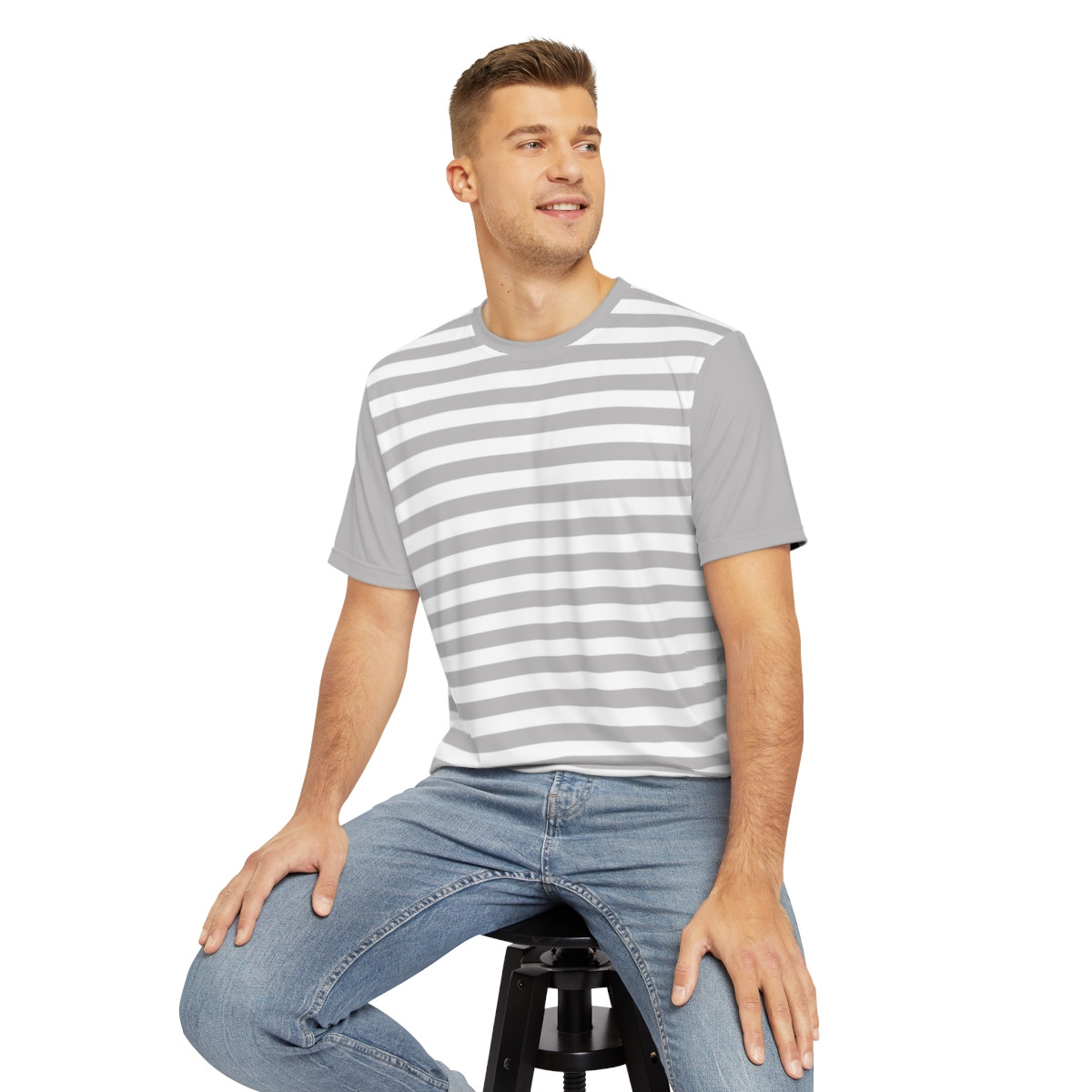 Casual Striped Men's Polyester Tee - Lightweight and Comfortable for Everyday Wear