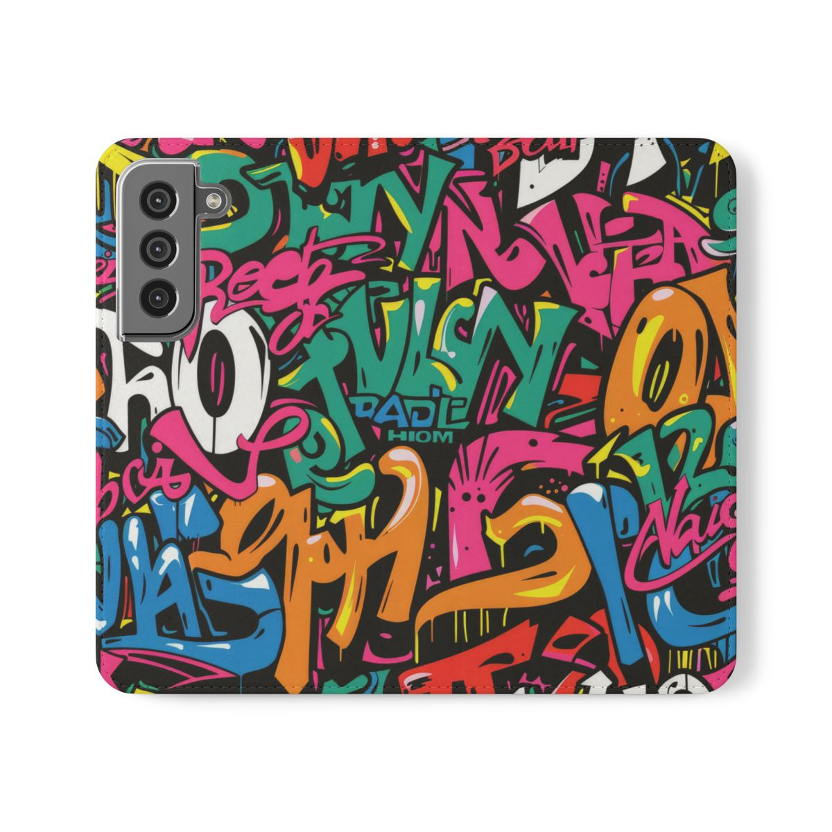 Vibrant Graffiti Flip Case for Smartphones - Colorful Urban Style