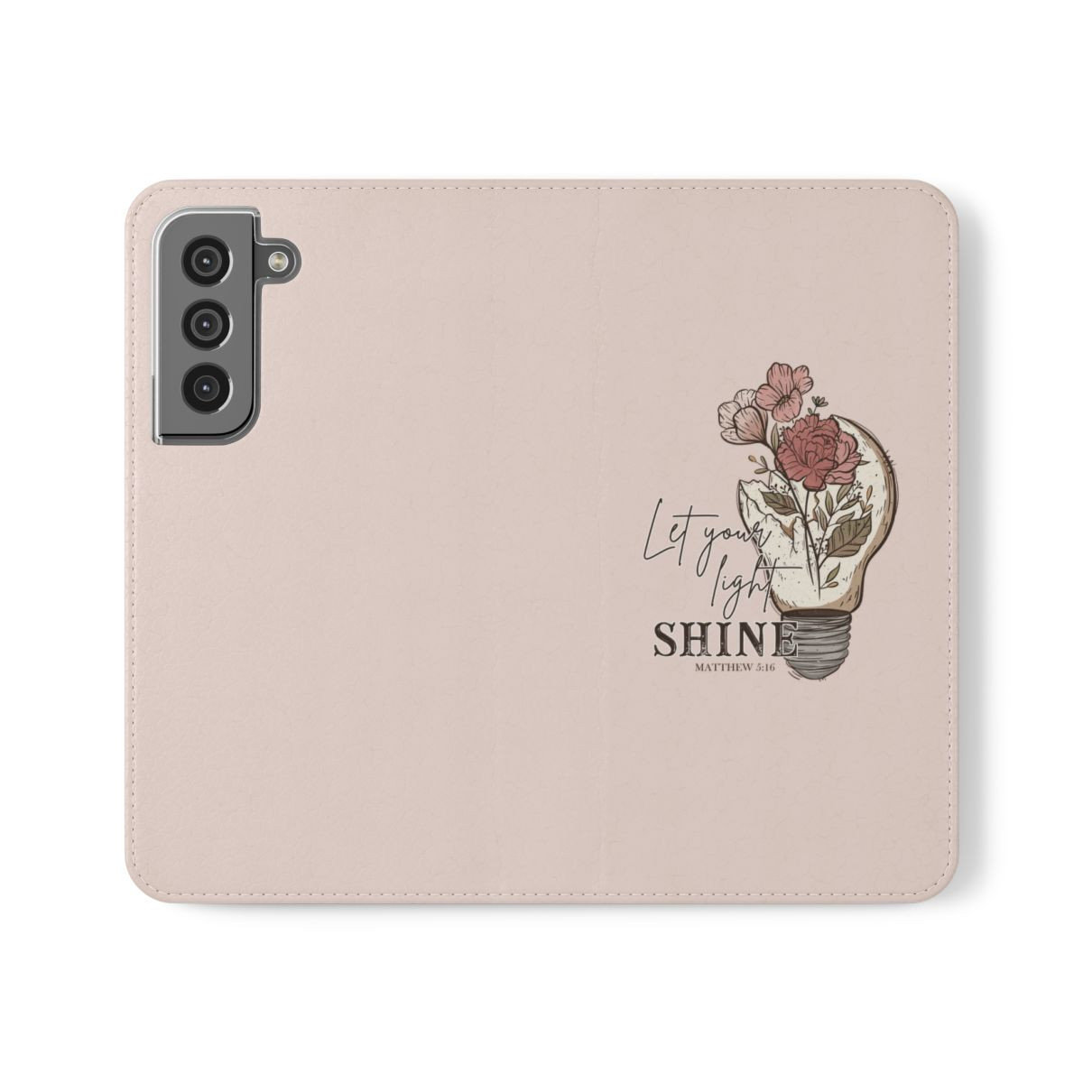 Floral Light-Up Flip Case - 'Let Your Light Shine' Phone Wallet