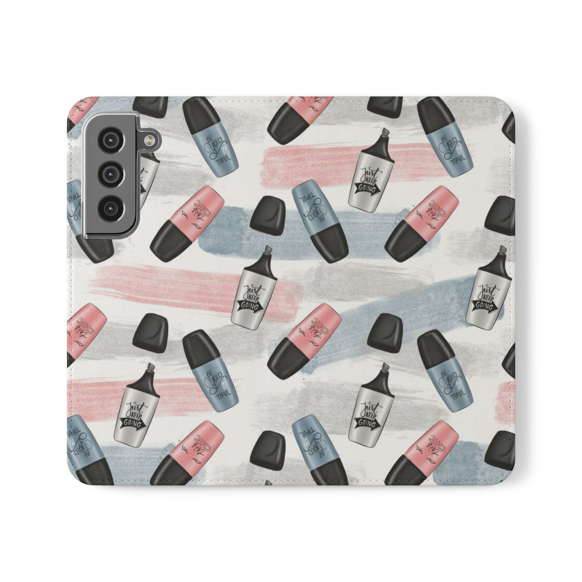 Chic Cosmetic Flip Case - Stylish Phone Wallet with Makeup Design