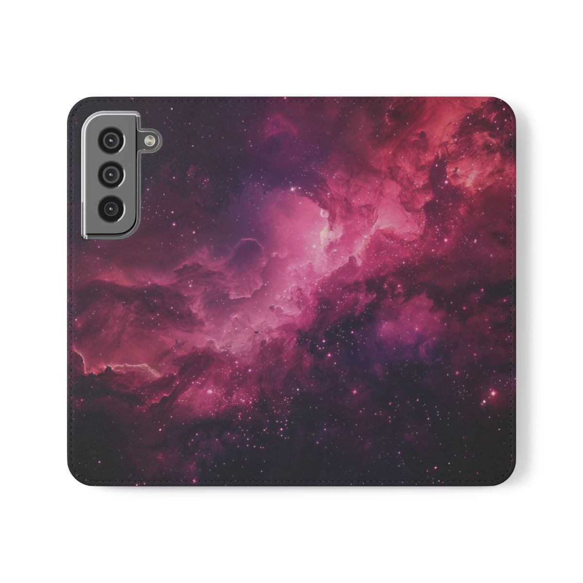 Galaxy Print Flip Case - Stylish Phone Protection with Card Holder