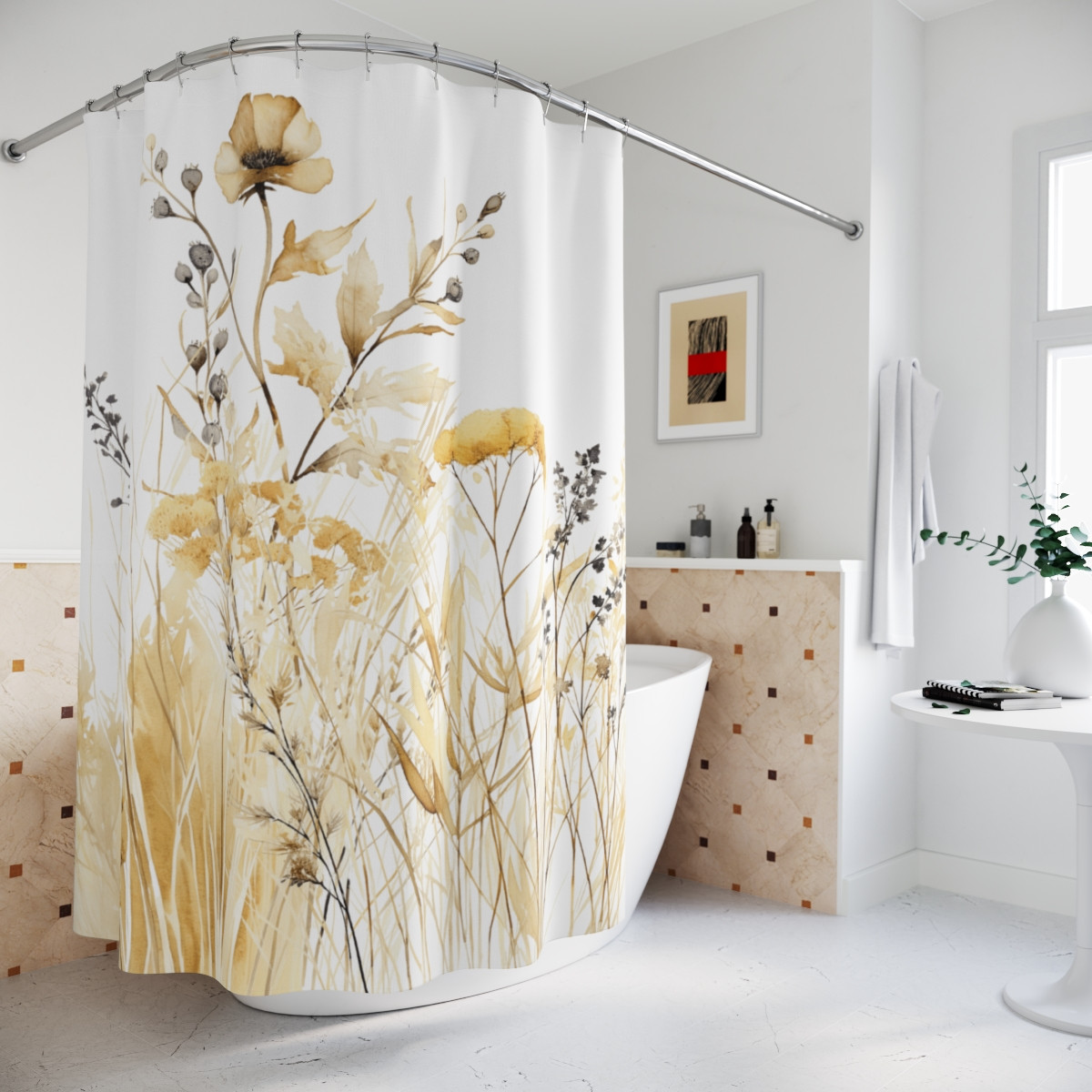 Botanical Floral Shower Curtain - Elegant Bathroom Decor for Nature Lovers