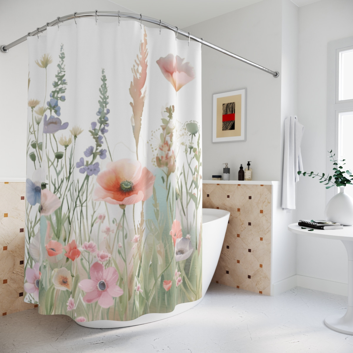 Botanical Floral Shower Curtain for a Serene Bathroom Oasis