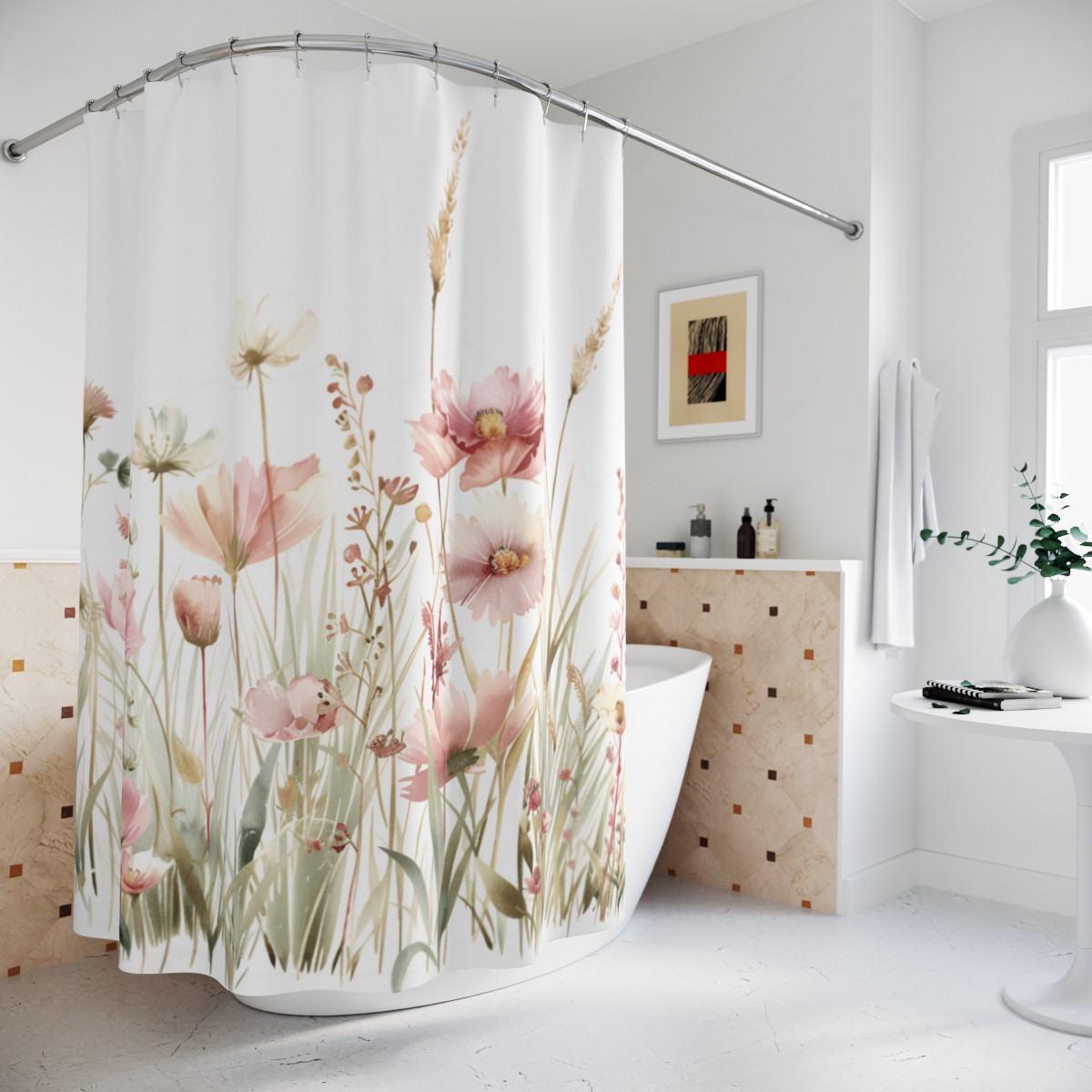 Botanical Floral Shower Curtain for a Serene Bathroom Decor