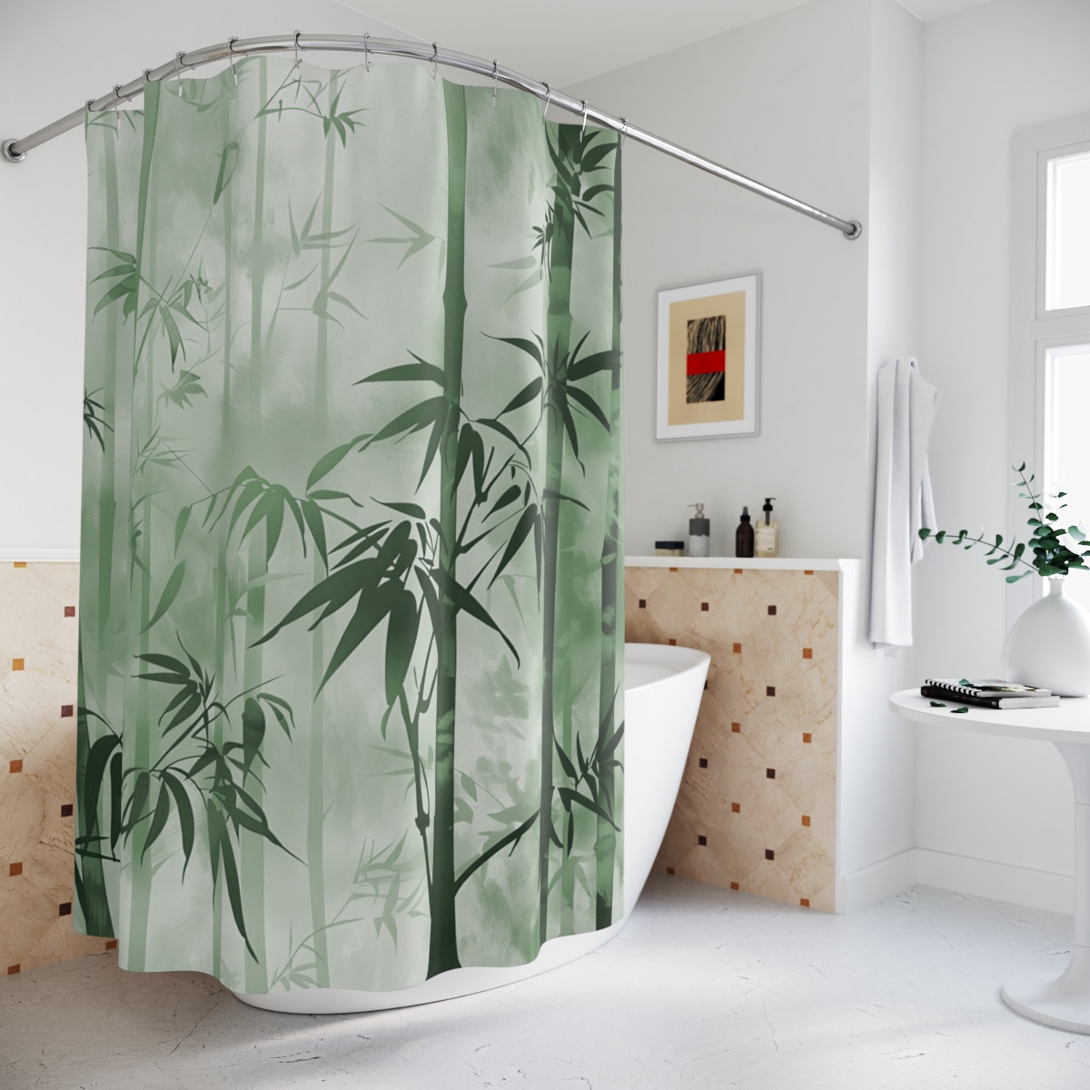 Serene Bamboo Shower Curtain – Tranquil Nature Design for Spa-Like Bathrooms
