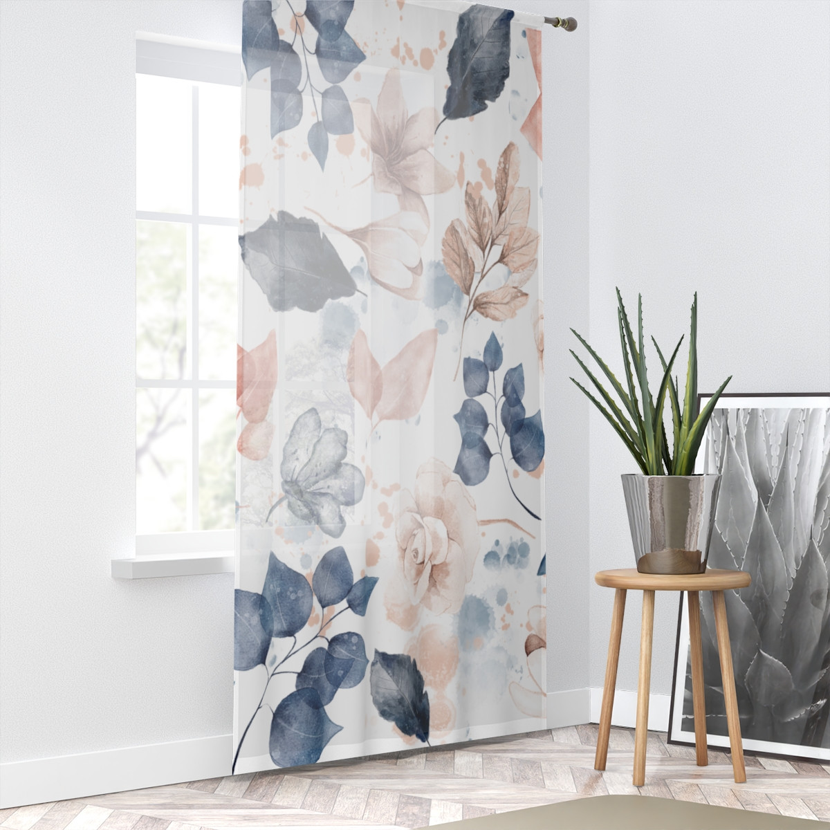 Elegant Floral Window Curtain for Cozy Spaces - Soft Pastel Decorative Drapes
