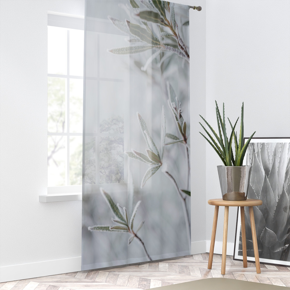 Frosted Leaf Window Curtain - Elegant Nature-Inspired Home Decor