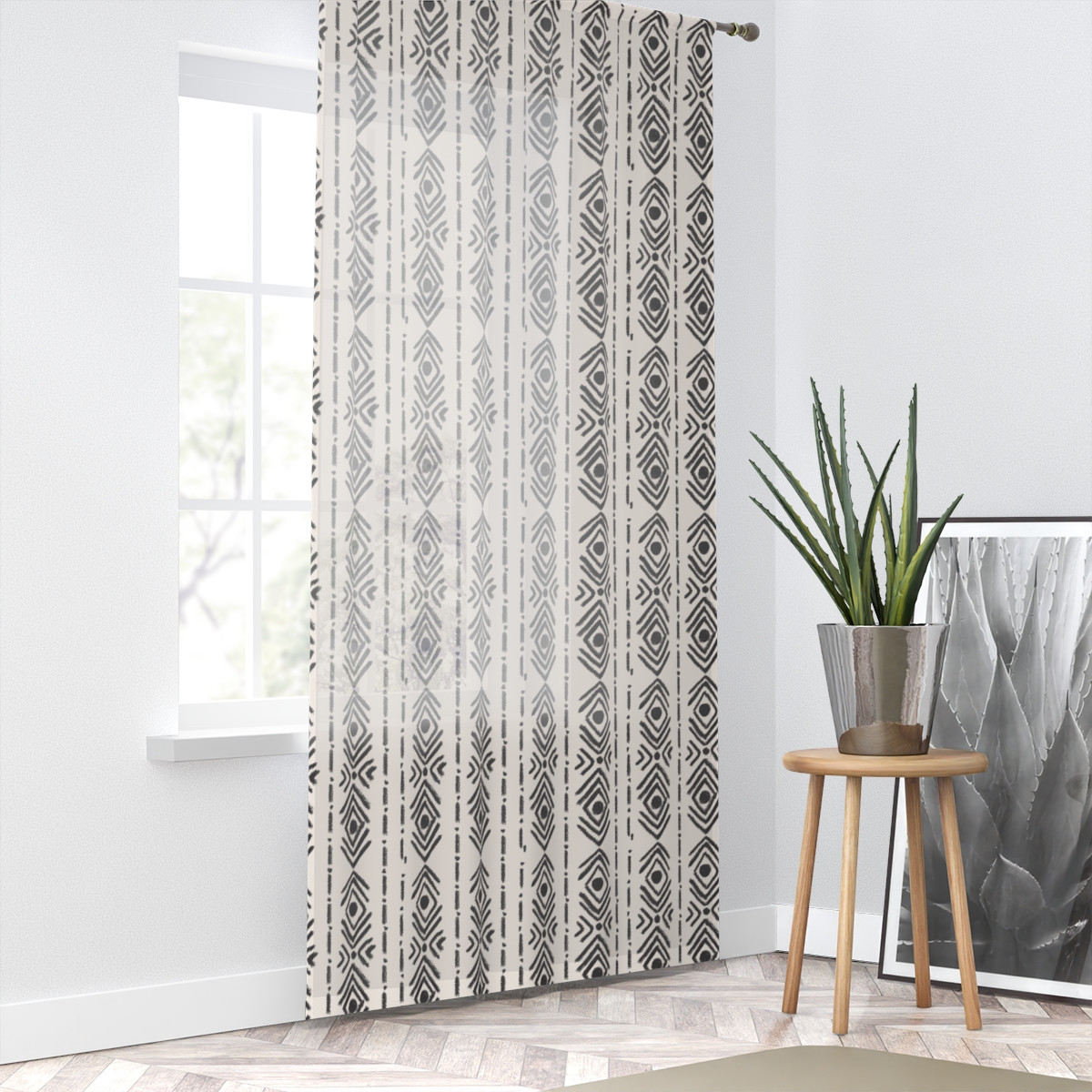 Tribal Geometric Pattern Window Curtain - Modern Home Decor