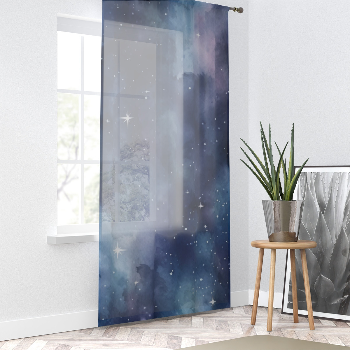 Starry Night Window Curtain - Dreamy Celestial Home Decor