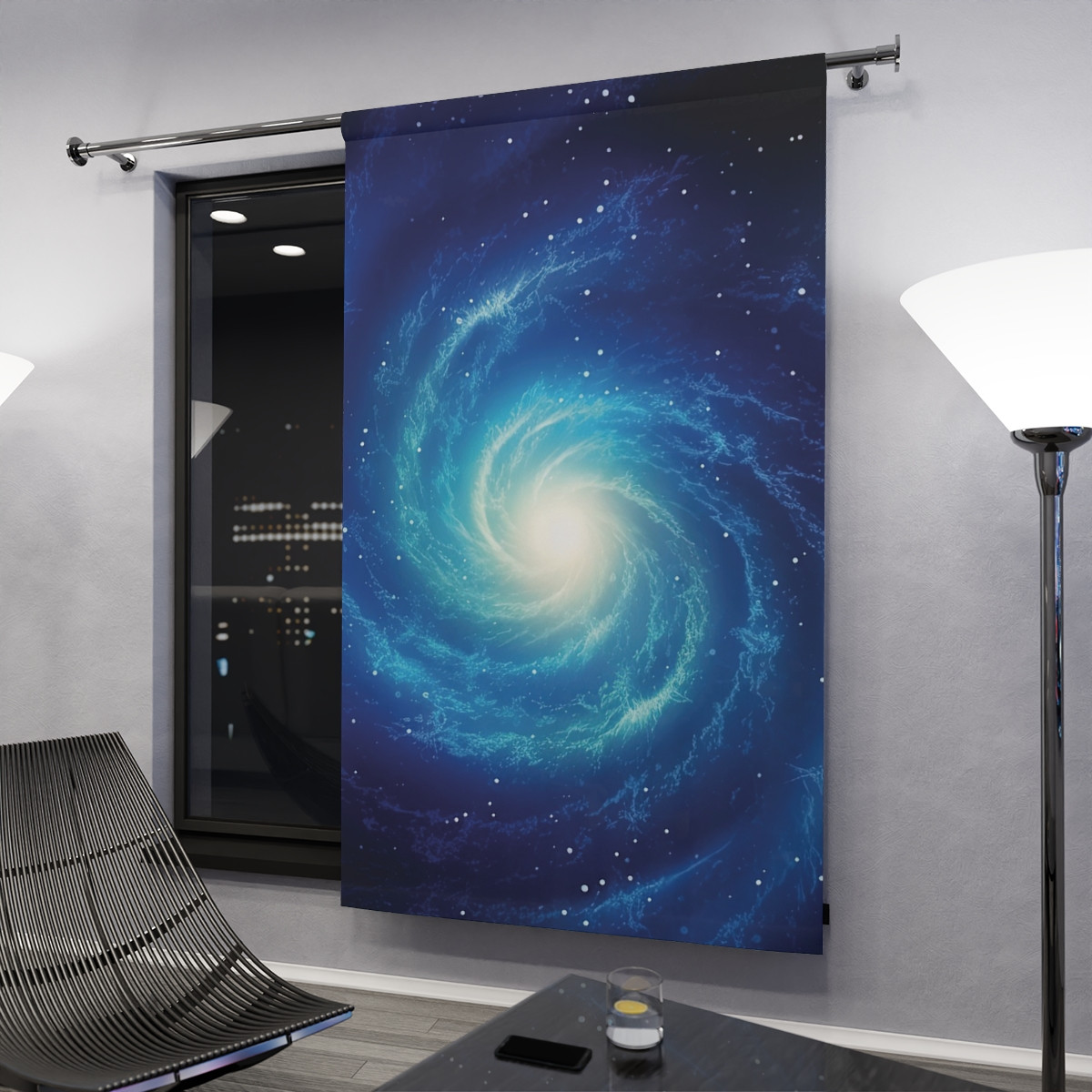Galaxy Swirl Window Curtain - Cosmic Home Decor