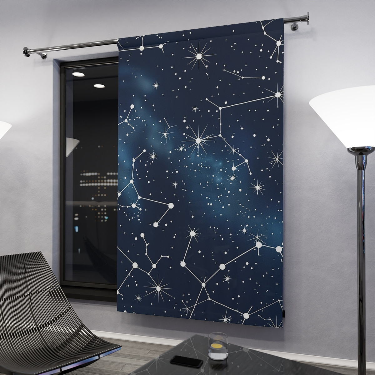 Celestial Starry Window Curtain - Single Piece, Cosmic Home Decor