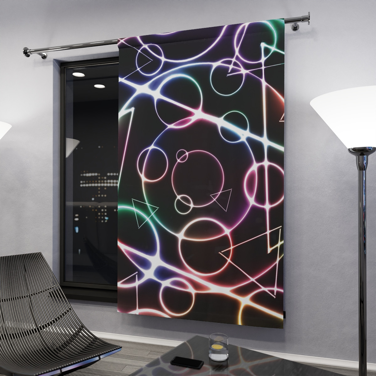 Modern Abstract Window Curtains - Colorful Geometric Design for Bright Spaces