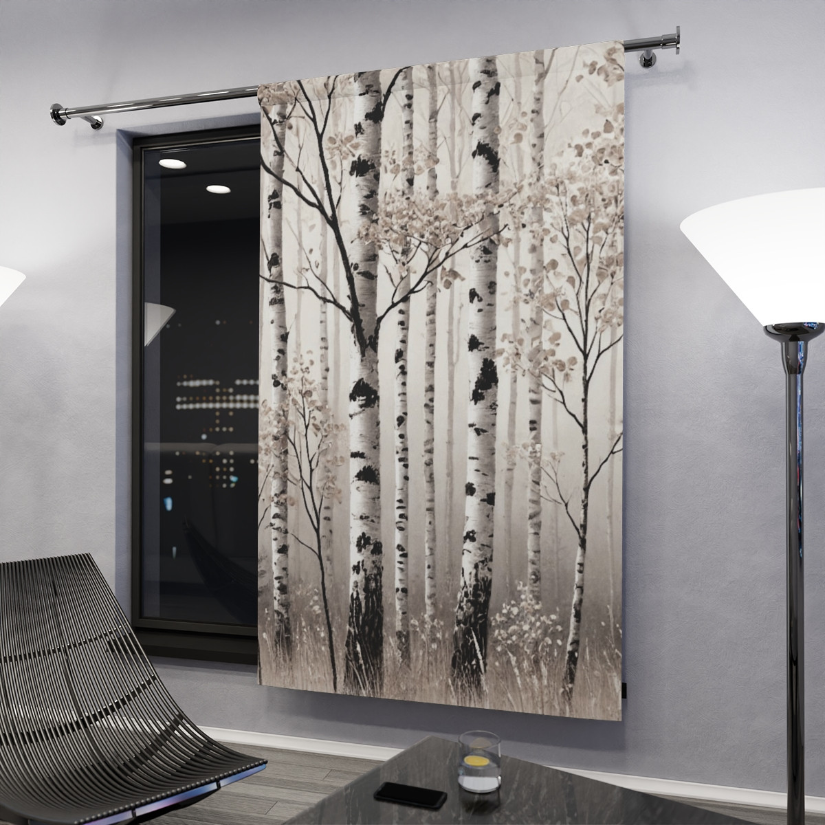 Serene Birch Forest Window Curtain - Elegant Home Décor for Cozy Spaces
