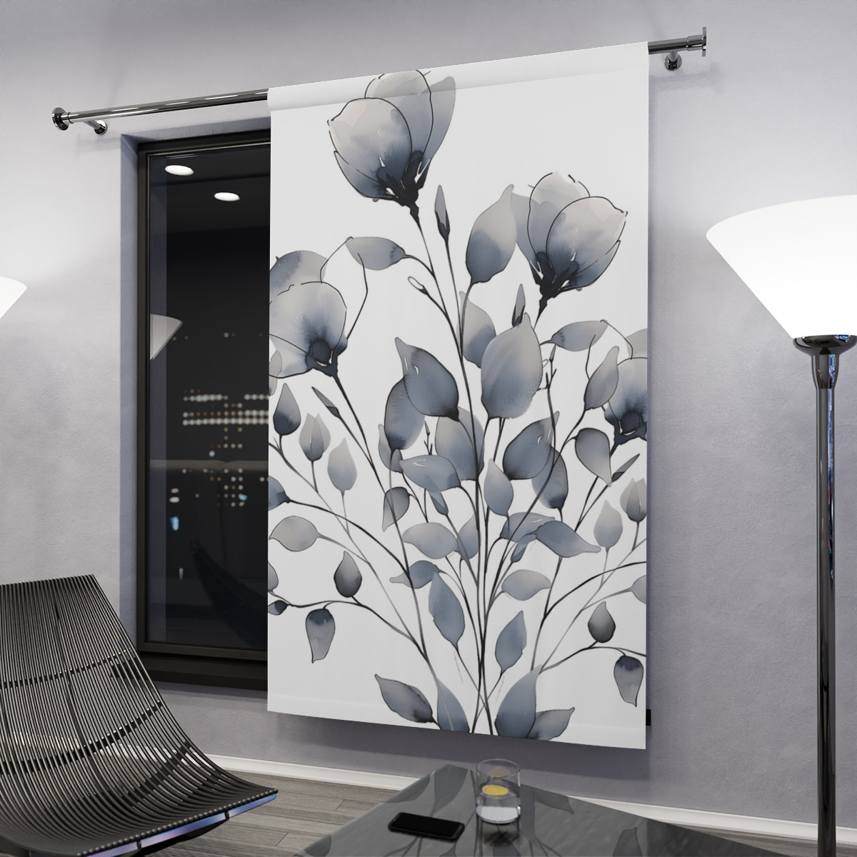 Elegant Floral Window Curtain – Modern Home Decor for Serenity and Style