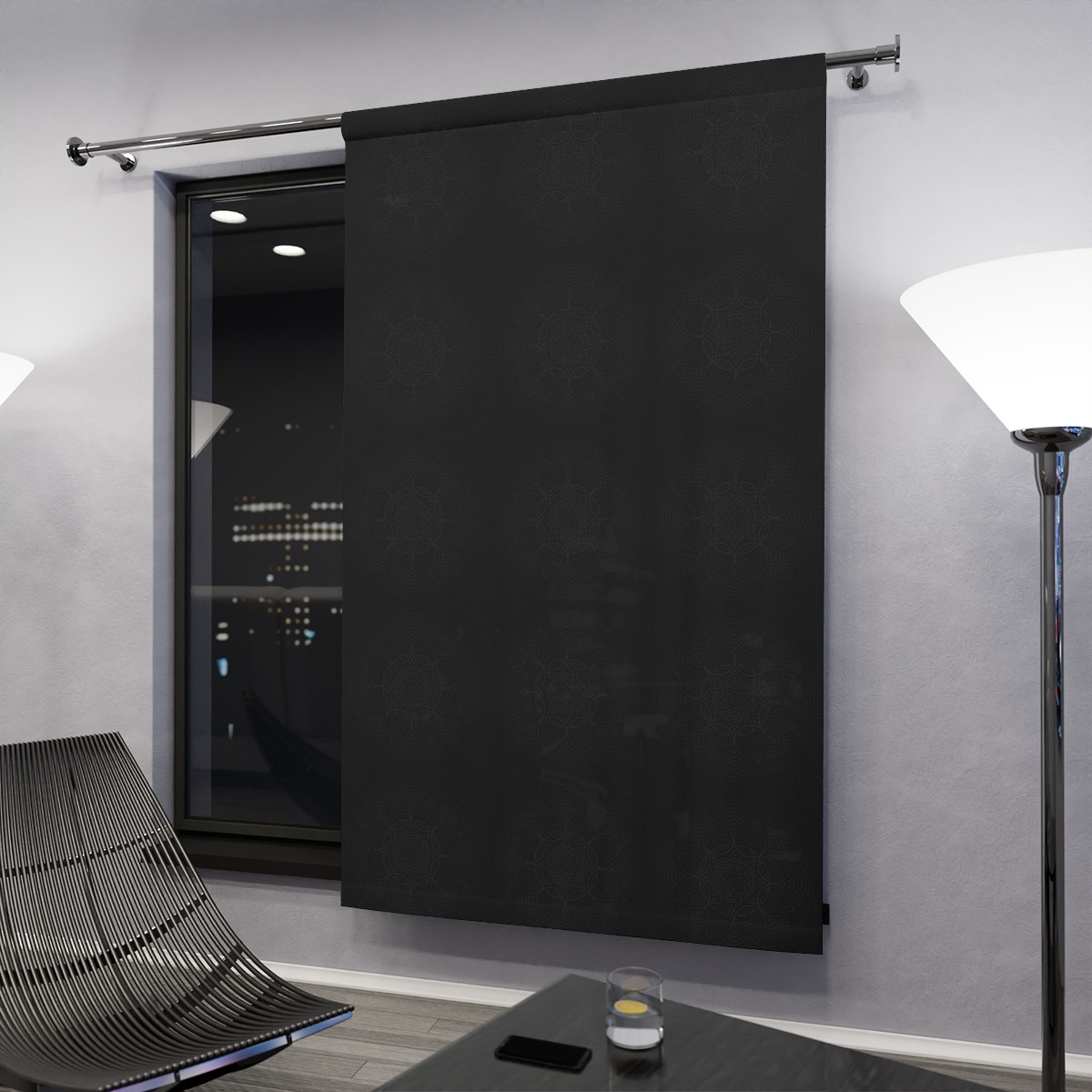Elegant Black Mandalas Window Curtain - Modern Minimalist Design