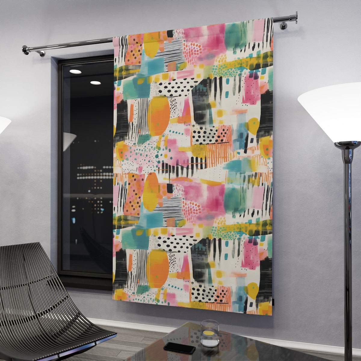 Colorful Abstract Window Curtain - 1 Piece Decorative Drapery