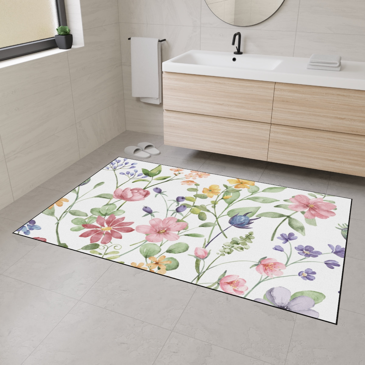 Floral Heavy Duty Floor Mat - Non-Slip Welcome Mat for Home Décor