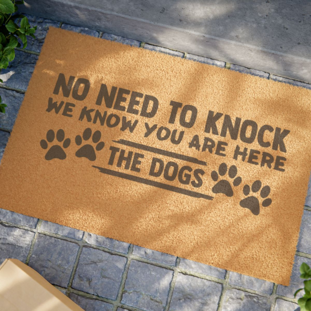 Custom Welcome Doormat - 'No Need to Knock, We Know You Are Here' - Perfect for Dog Lovers