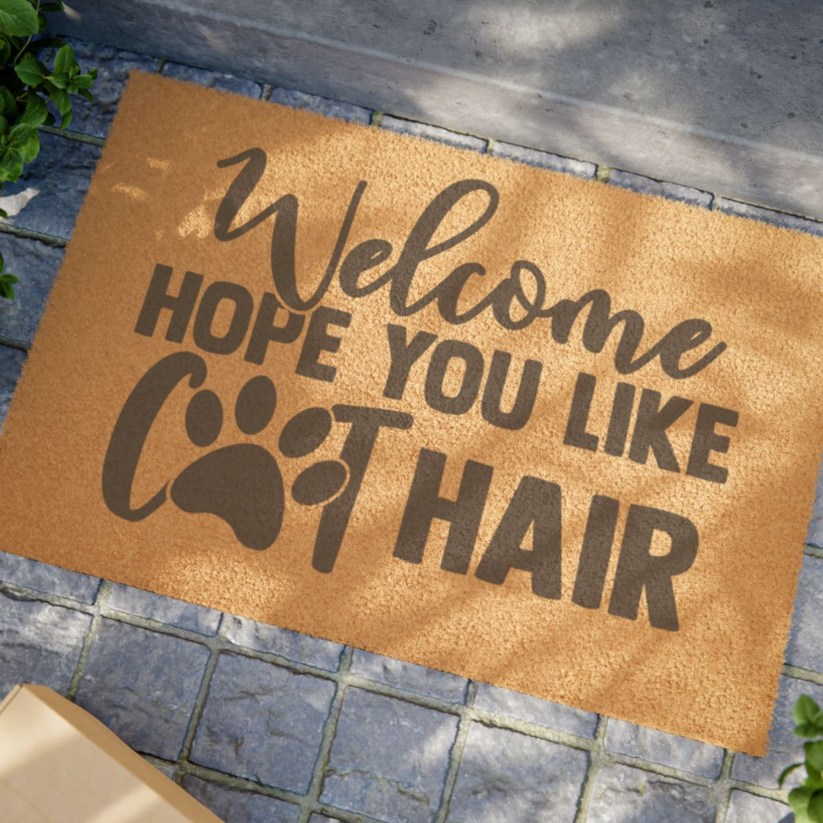 Humorous Cat Lover Doormat - "Welcome, Hope You Like Cat Hair"