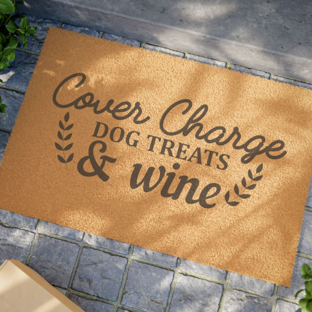 Funny Dog Treats Doormat - Cover Charge & Wine