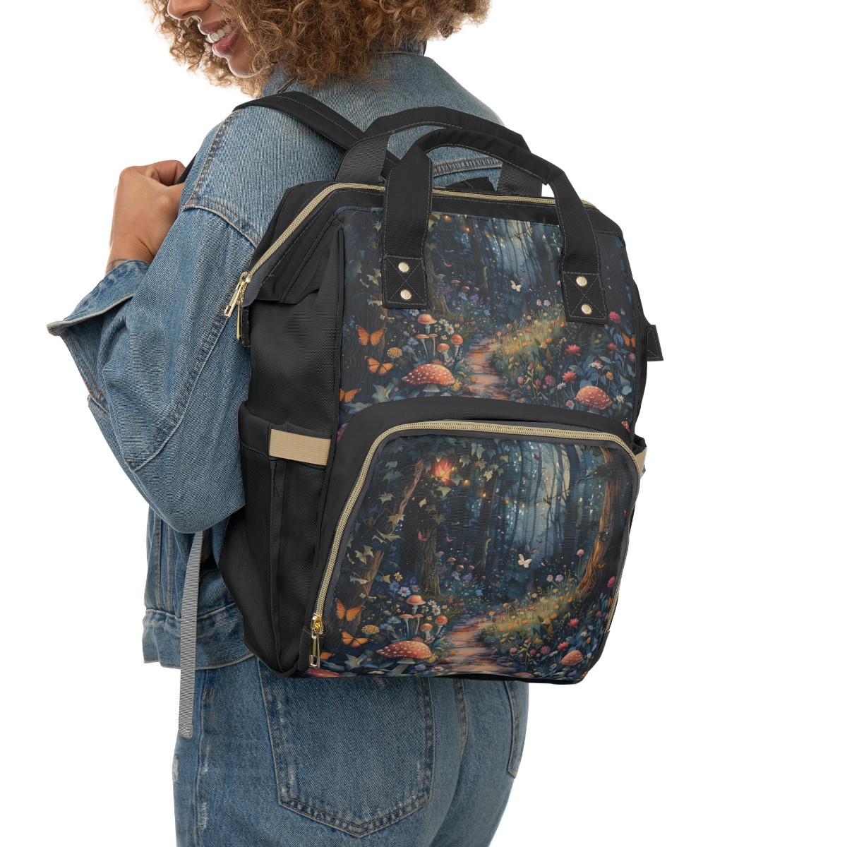 Whimsical Woodland Multifunctional Diaper Backpack - Stylish & Practical for Parents