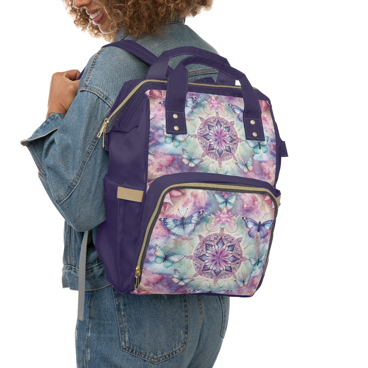 Butterfly Blossom Multifunctional Diaper Backpack - Stylish & Practical Baby Bag for Moms