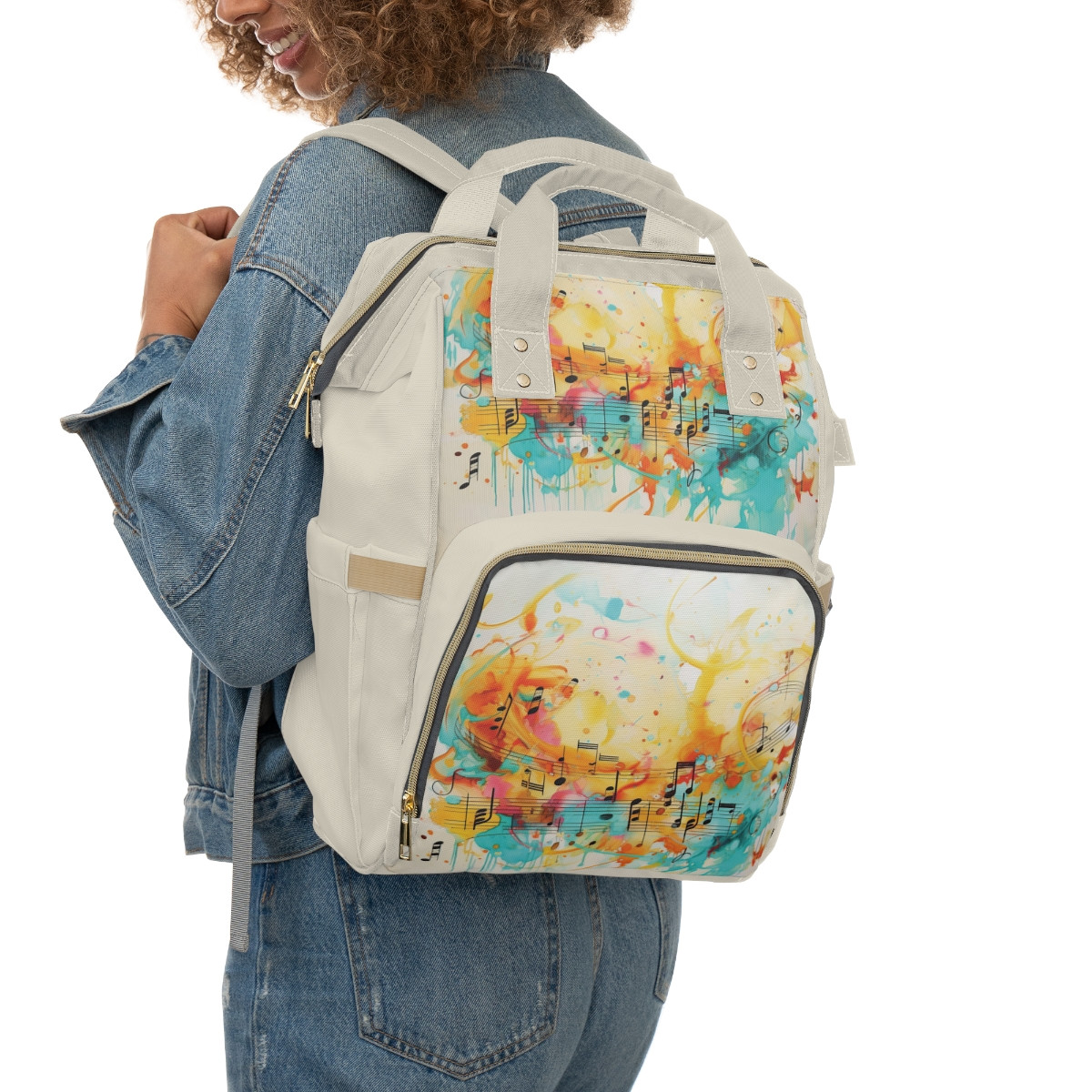 Stylish Musical Print Diaper Backpack - Perfect for New Moms and Dads