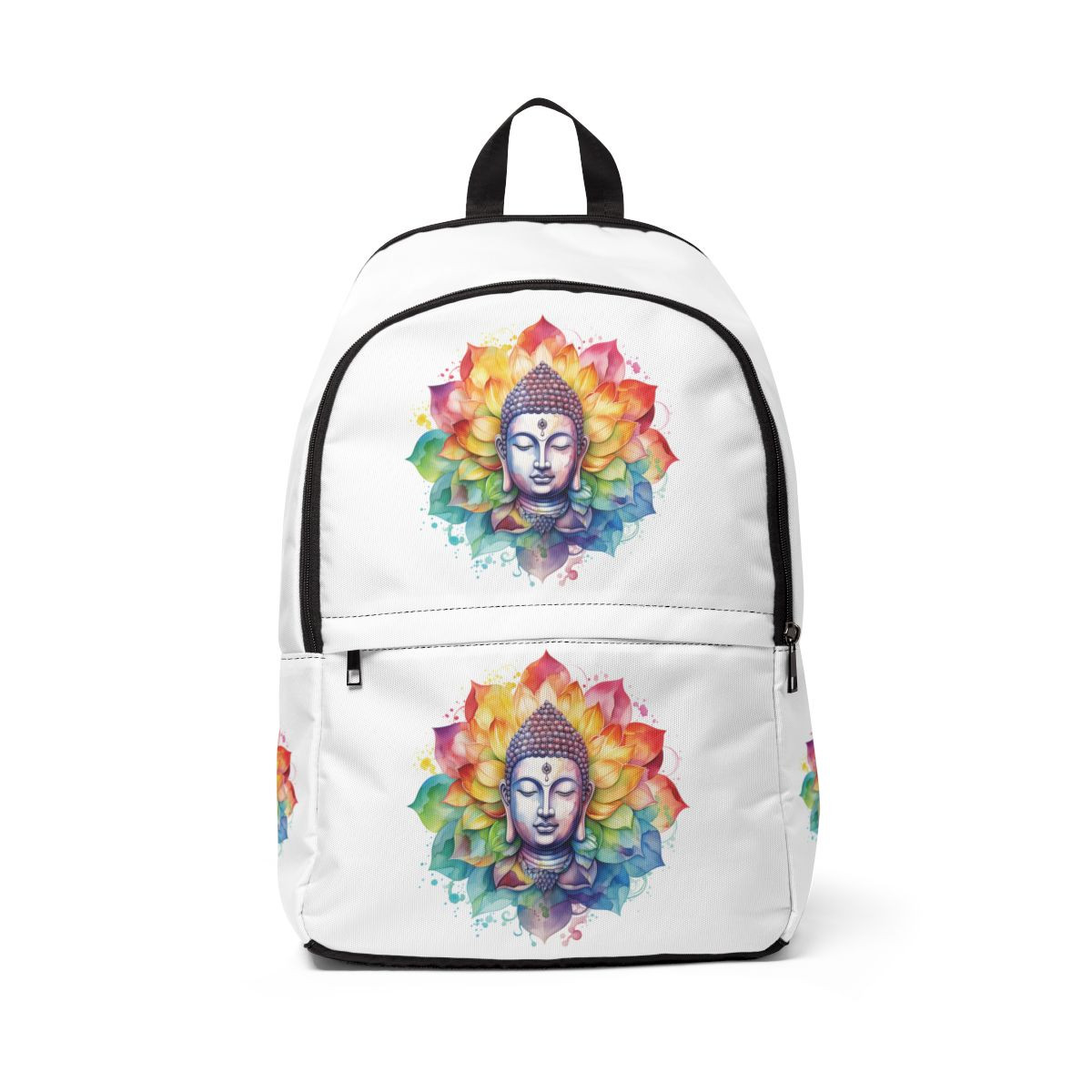 Colorful Buddha Design Unisex Fabric Backpack - Perfect for Yoga and Everyday Use