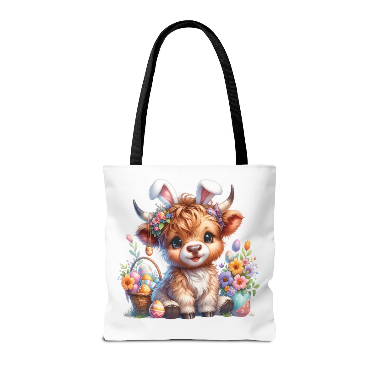 Cute Easter Cow Tote Bag Floral Design – Festive and Adorable Spring Accessory