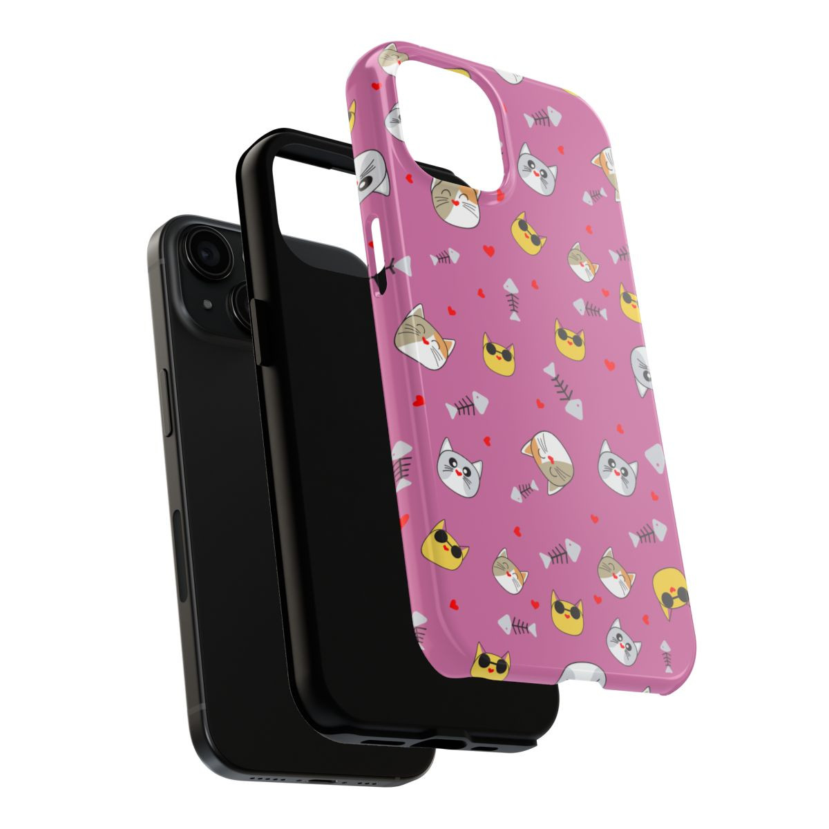 Charming Cat Themed Tough Phone Case – Durable & Stylish Protection