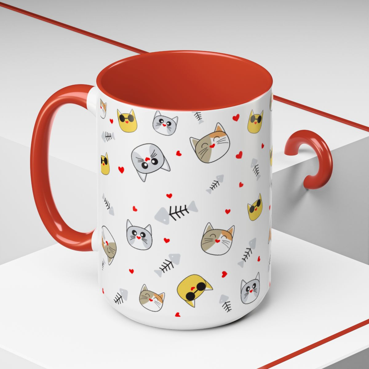 Charming Cat Accent Coffee Mug – Purr-fect for Cat Lovers (11, 15oz)