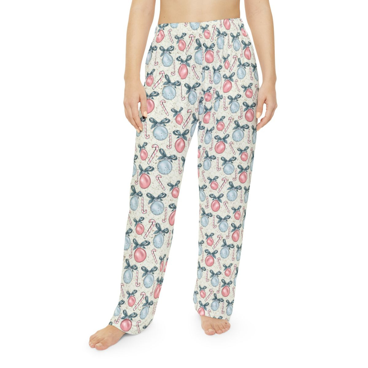 Women's Xmas Pajama Pants – Ornament & Candy Cane Festive Style
