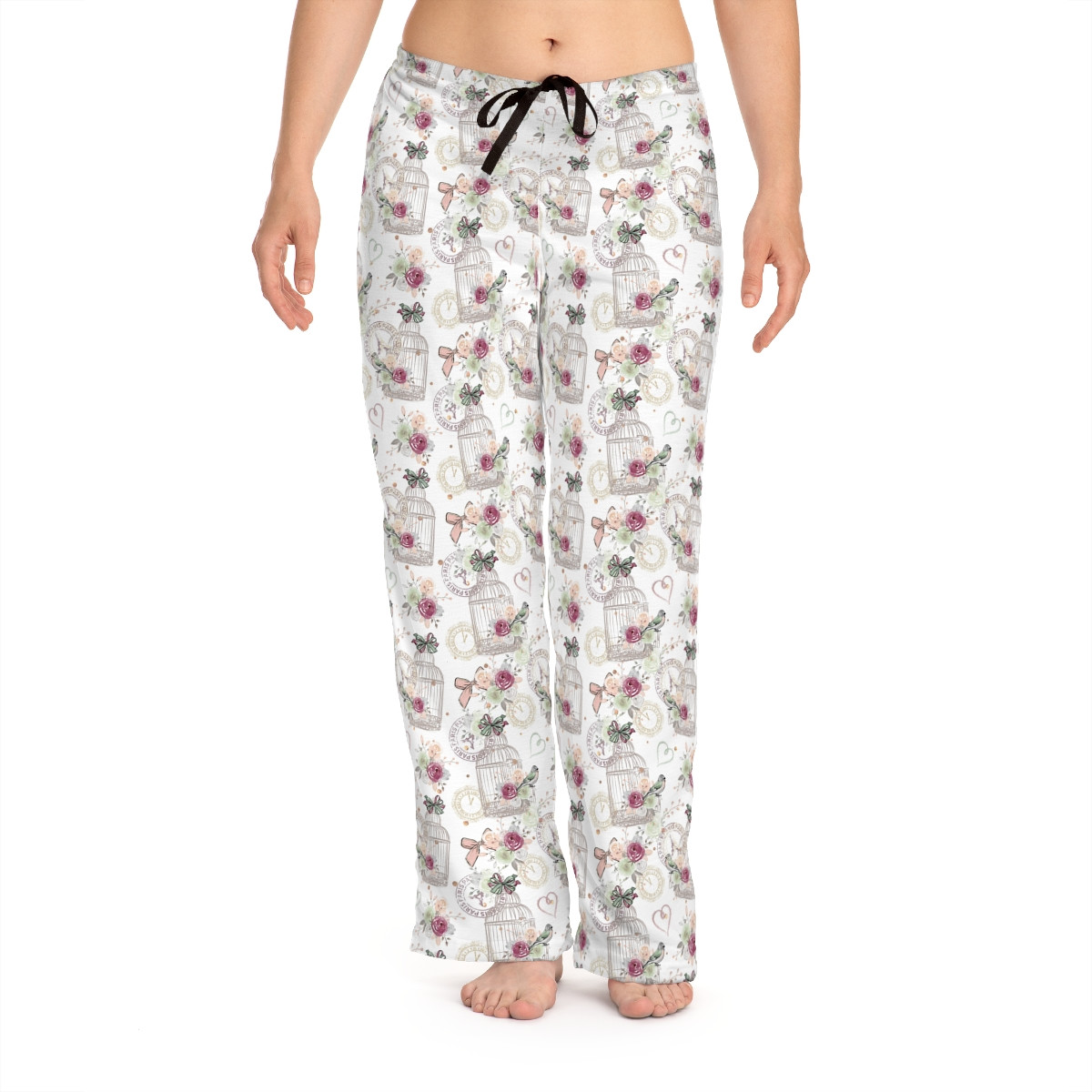 Women's Paris Pajama Pants – Floral Birdcage Elegance