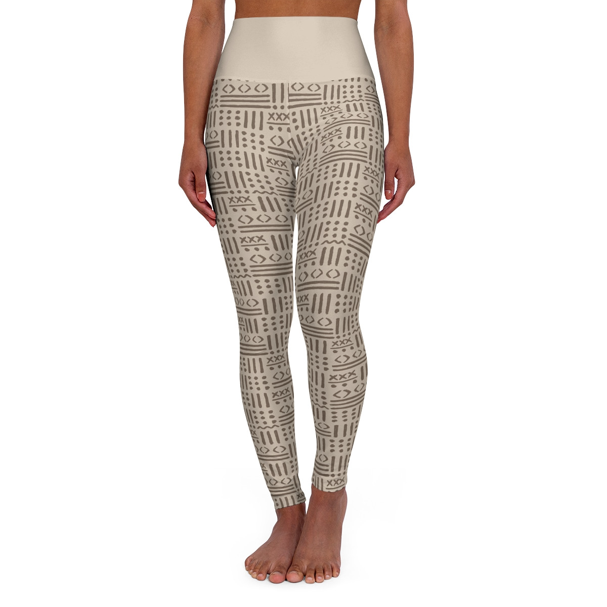 High-Waisted Yoga Leggings – Geometric Design for Active Comfort