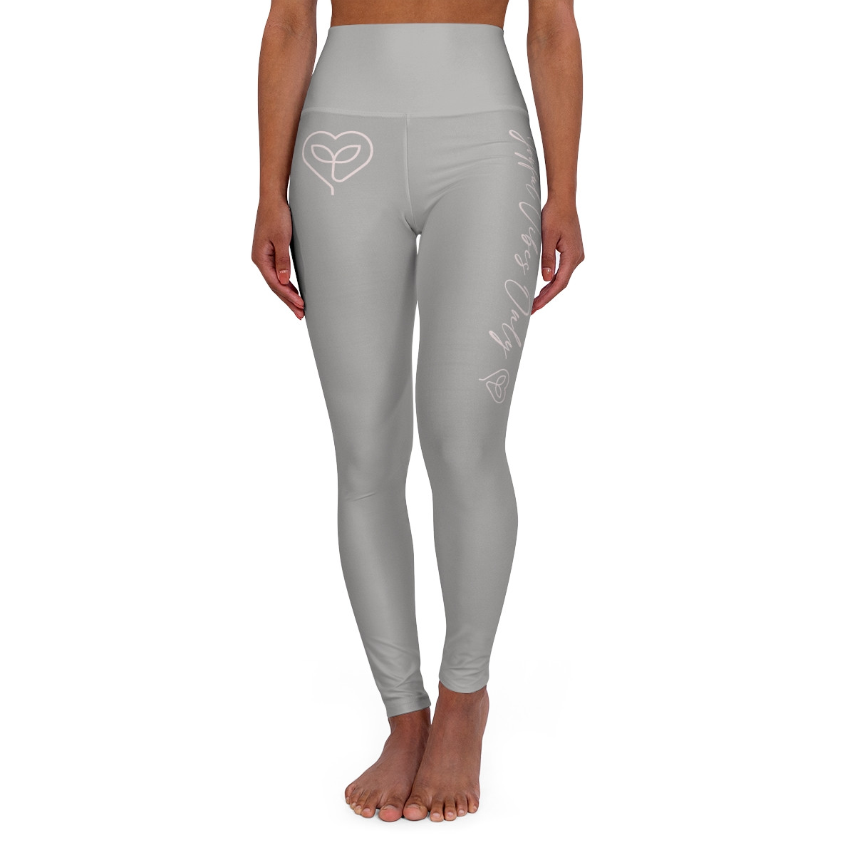 Grey High-Waisted Yoga Leggings – Joyful Vibes Only