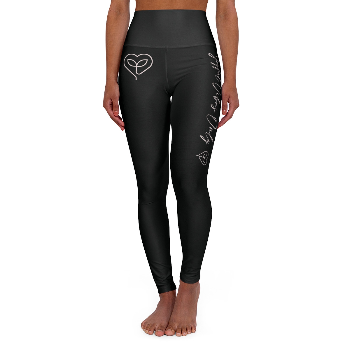 Black High-Waisted Yoga Leggings – Joyful Vibes Only