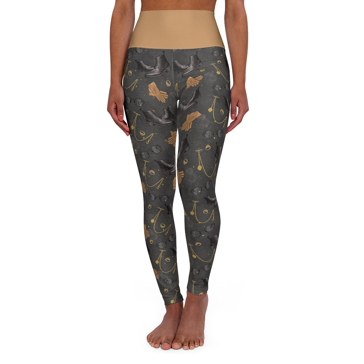 High-Waisted Yoga Leggings – Businessman Design