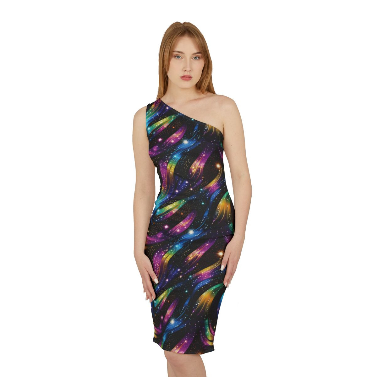 Neon Cosmic One Shoulder Dress