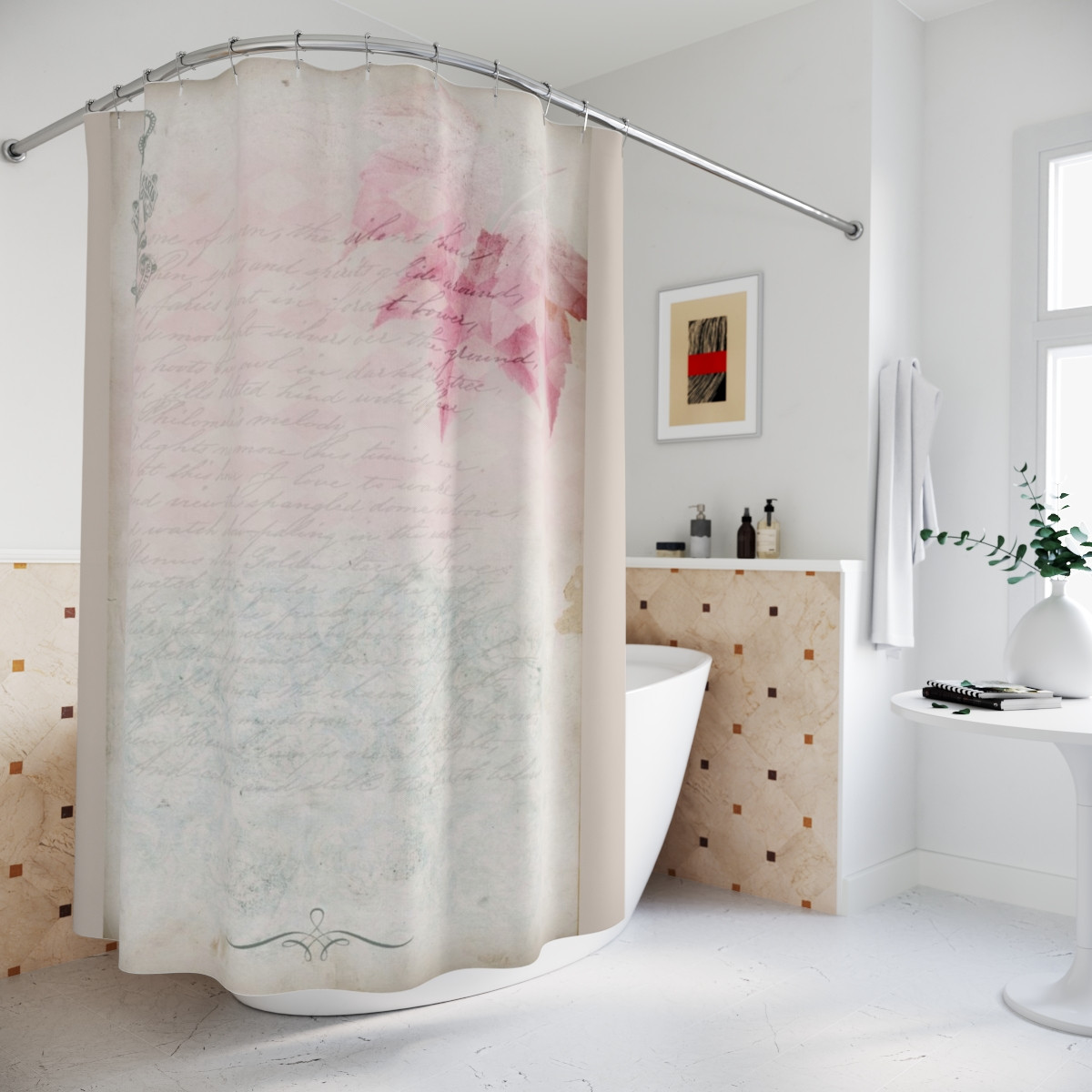 Vintage Letter Shower Curtain - Librairie de Paris