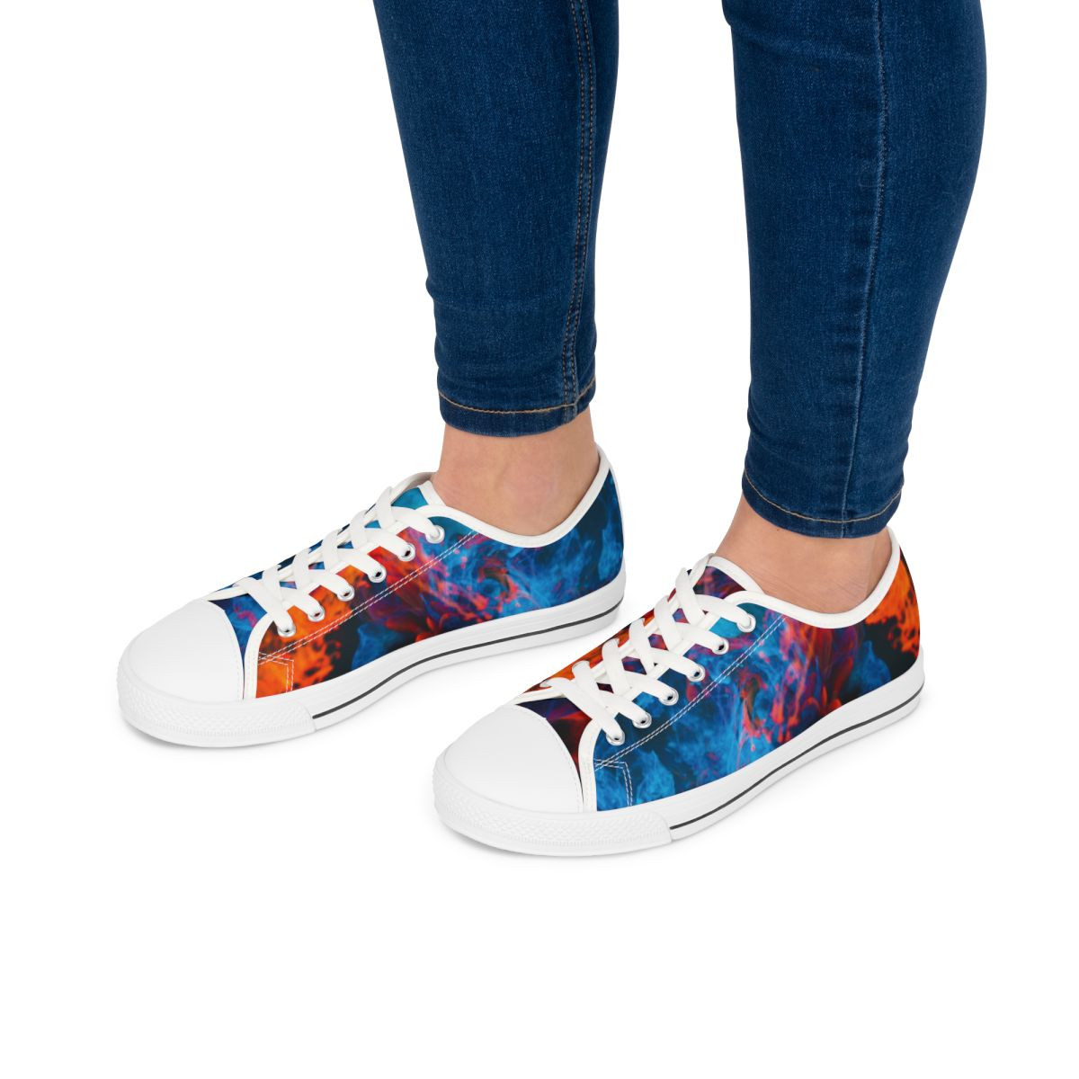 Vibrant Red and Blue Women's Low Top Sneakers