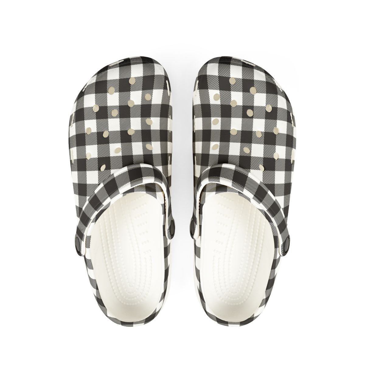 Black and White Plaid Clogs Slippers