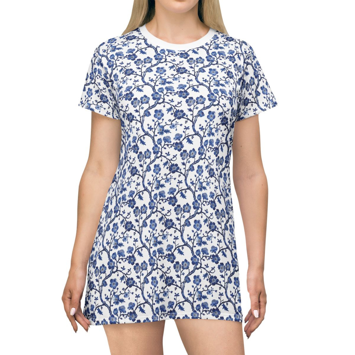 Blue Flowers T-Shirt Dress