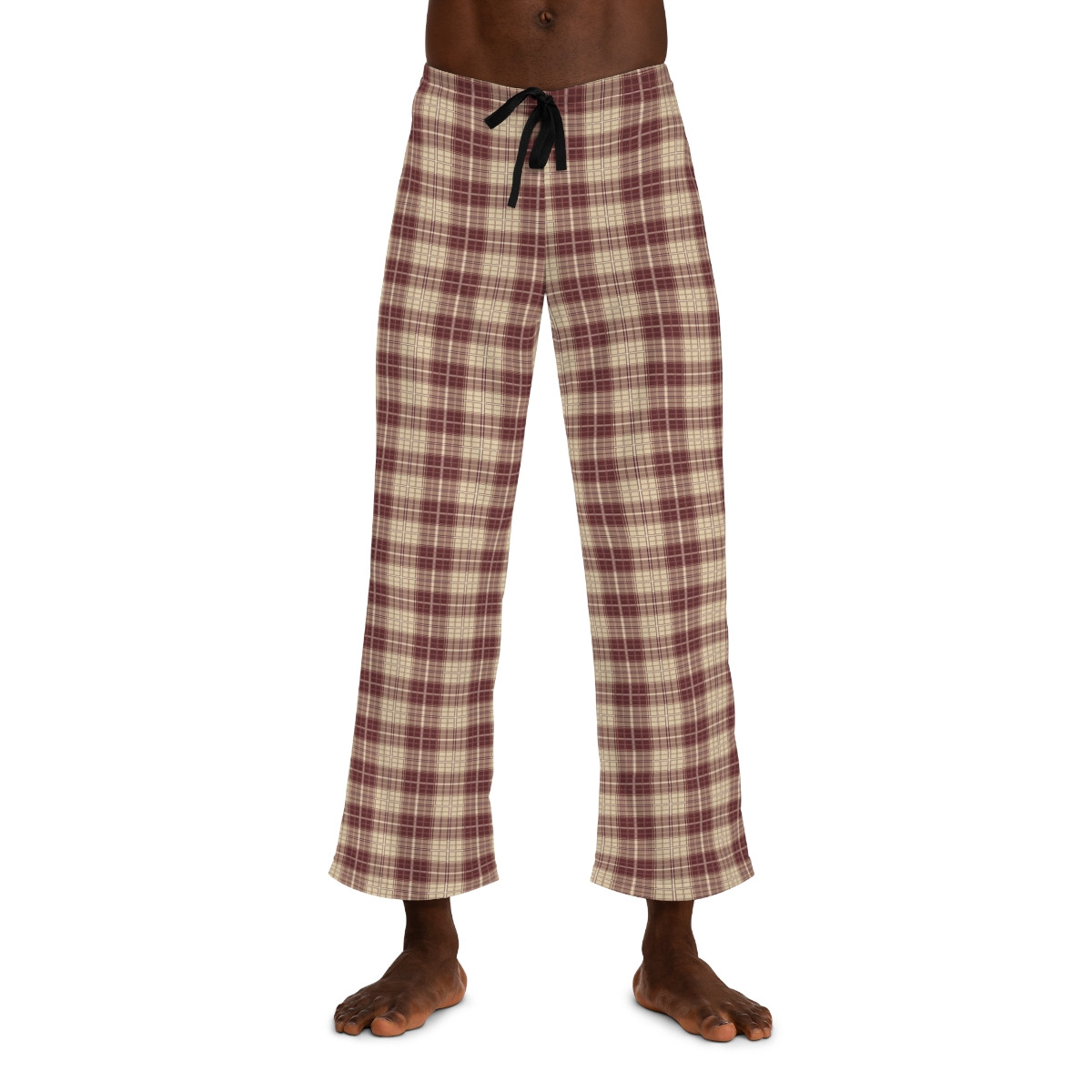 Men's Plaid Beige Pajama Pants